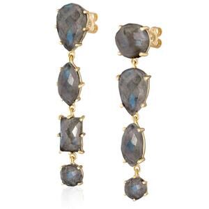 NEW ELA RAE mismatch dangle gemstone earrings in pyrite